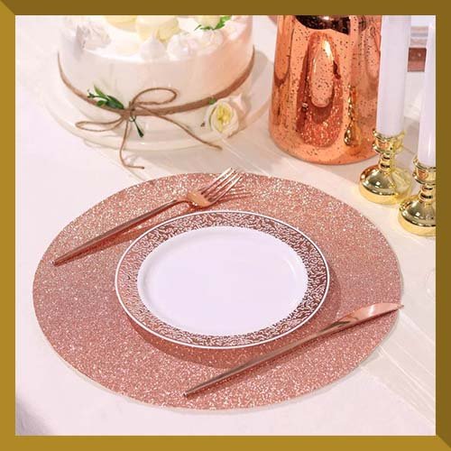 4. rose gold placemats, placemat size