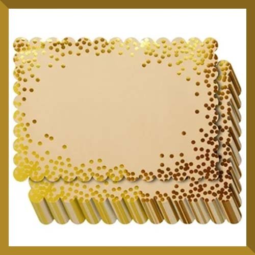 disposable gold placemats, placemat size